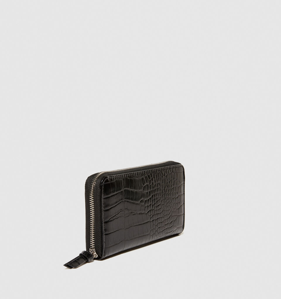 Large crocodile print wallet - null - Black | Sisley image number 4